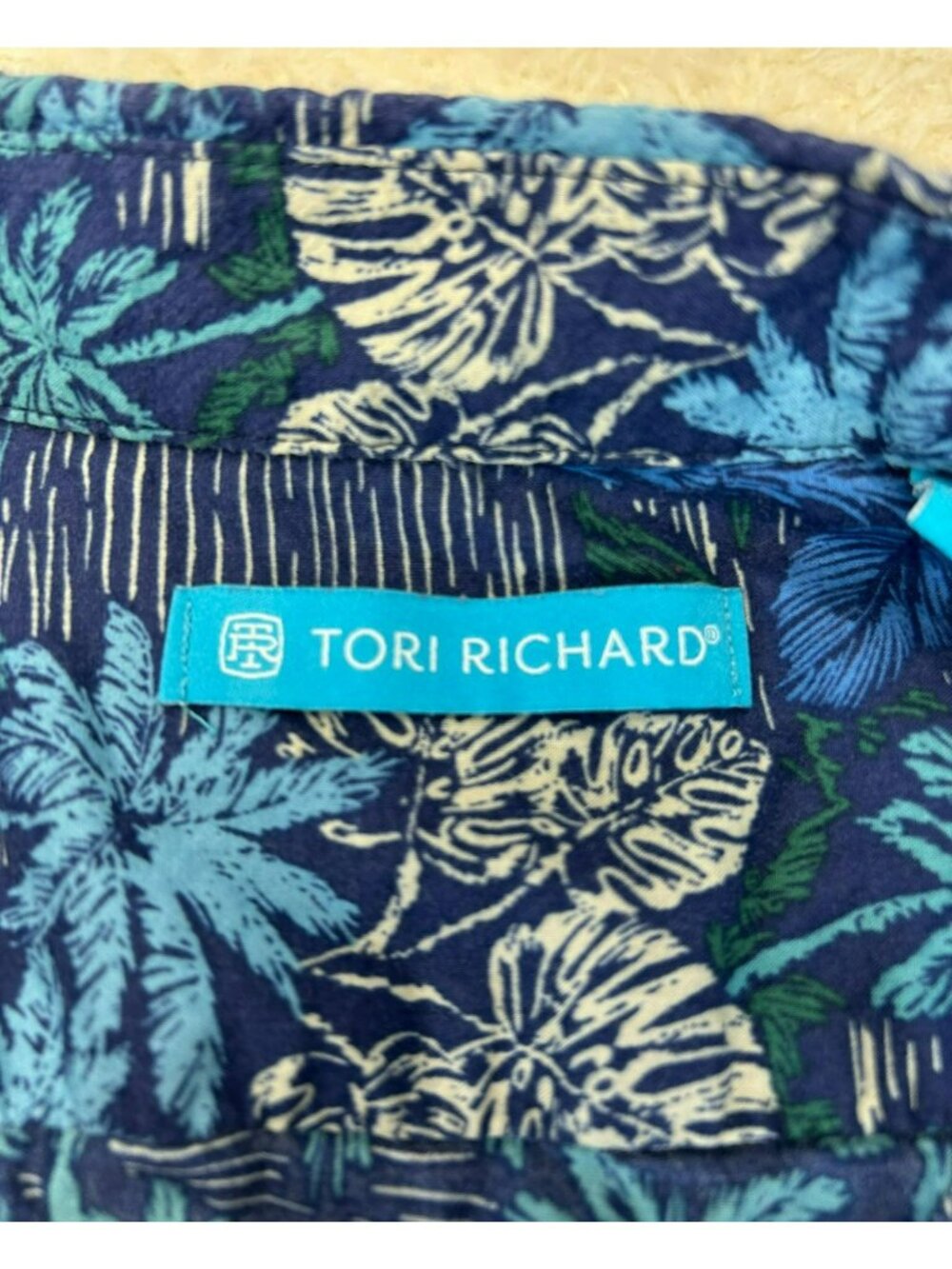 Tori Richard Mens Hawaiian Button-Down Shirt Blue Multi Large 100% Cotton Lawn - Picture 2 of 5